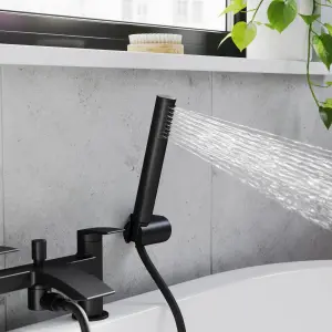 GoodHome Kariya Matt Black Deck-mounted Bath mixer tap with shower kit