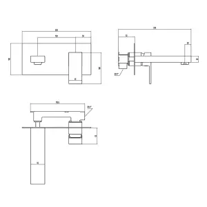 Nolan Polished Chrome Square Wall-mounted Basin Mixer Tap