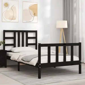 Berkfield Bed Frame with Headboard Black 100x200 cm Solid Wood