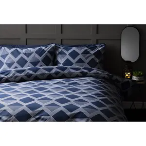 Belledorm Maddox Chevron Duvet Cover Set Navy (Superking)