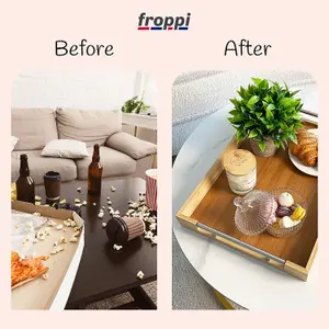 Froppi™  Bamboo Serving Tray Set of 2, Outdoor Tray, Lightweight Dining Tray, Snack Tray, Vanity Tray, Trinket Tray, Wooden Tray