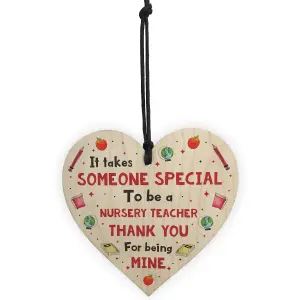 Handmade Nursery Teacher Thank You Leaving Gift For School Nursery Wood Heart Gift Plaque