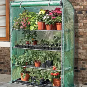 Gro-Zone Max Greenhouse with Steel Frame, PE Cover & 4 Shelves - Germinate Seeds, Propagate & Grow Plants - H170 x W120 x D50cm