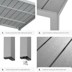 Garden Furniture Table Maren - aluminium, wood look, 90 x 90 x 74.5 cm - silver