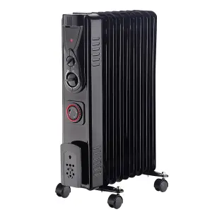 Right Radiators Oil Filled Radiator 9 Fin 2000W Electric Heaters with 24 Hour Timer Thermostat Black