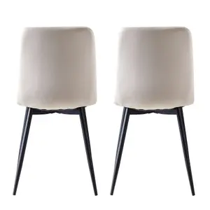 Dining Chairs Velvet Fabric Lexi Set of 2 Beige by MCC