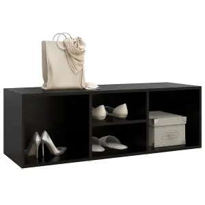 Berkfield Shoe Storage Bench Black 105x35x35 cm Engineered Wood