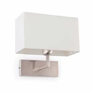 Luminosa Roda 1 Light Indoor Wall Light White, Satin Nickel with Shade, E27