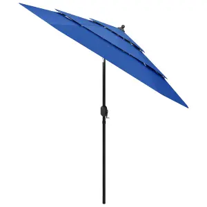 Berkfield 3-Tier Parasol with Aluminium Pole Azure Blue 2.5 m