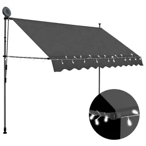 Berkfield Manual Retractable Awning with LED 250 cm Anthracite