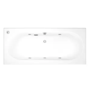 Cooke & Lewis Sovana White Straight Bath & air spa set with 6 jets (L)1700mm