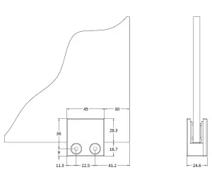 Wetroom Accessories Screen Support Foot & Wall Bracket - Satin Black