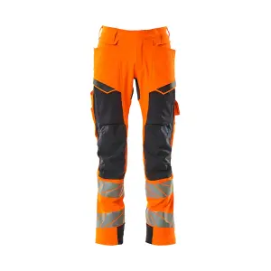 Mascot Accelerate Safe Trousers with Kneepad Pockets - Hi-Vis Orange/Dark Navy  (32.5) (Leg Length - Regular)