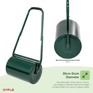 Oypla Galvanised Garden Steel Lawn Roller 30 Litre Drum Scraper Bar & Collapsible Handle Create a Lawn Worthy of a Bowls Green