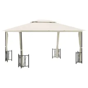 Berkfield Gazebo with Sidewalls&Double Roofs 3x4 m Cream