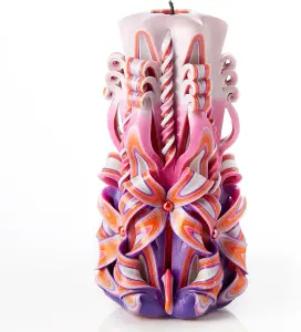 Hand-carved Artisanal Candles 22cm Tall - Unique Pink Style Eco-Friendly, Smokeless - Italian Inspired Design 20+ Hour Burn Time