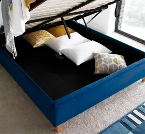 Rest Relax Kirkham Blue Velvet Ottoman Bed