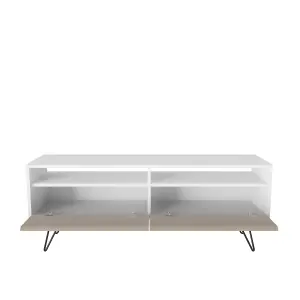 Flay Modern Tv Stand Tv Unit -White&Beige