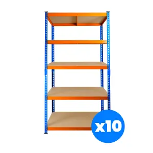 10 Bays of 5 Tier Extra Heavy Duty Storage Racking 1800h x 900w x 300d mm 300kg