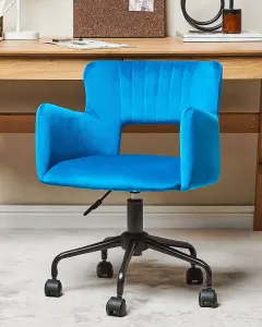 Desk Chair Velvet Blue SANILAC