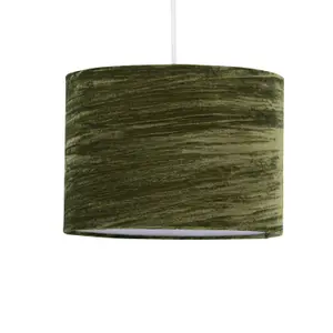 First Choice Lighting Set of 2 Green Crushed Velvet 30cm Pendant Lightshades