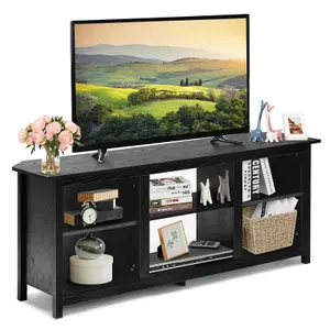 Costway TV Stand for TVs up to 65 Inches Wooden Modern TV Console Table W/6 Open Storage