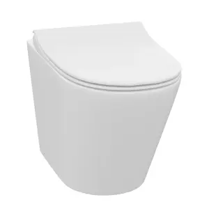 Nes Home Modern 500mm Back To Wall WC Rimless Toilet Pan Unit Space Saving Afern