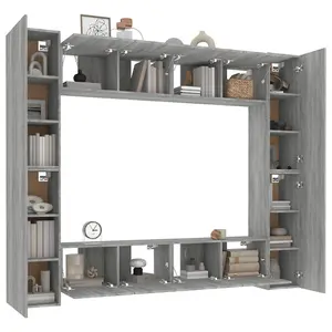 Berkfield 8 Piece TV Cabinet Set Grey Sonoma Engineered Wood