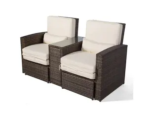 Giardino Nevada Double Reclining Rattan Sun Loungers Set - Brown