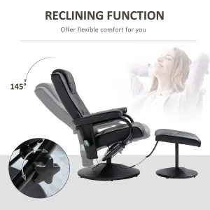 HOMCOM Massage Recliner Chair Cushioned Ottoman 10 Point Vibration Black