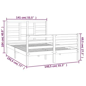 Berkfield Bed Frame White Solid Wood 135x190 cm 4FT6 Double