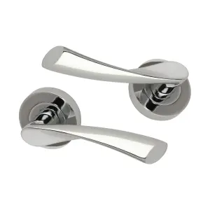 Intelligent Hardware - Internal Door Handle - Pair - Lever on Round Rose - Zeta Developer - Polished Chrome