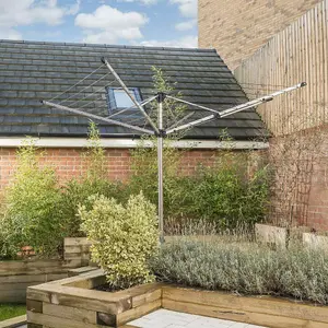 4 Arm Silver Effect Rotary Dryer Airer 50M Outdoor Garden