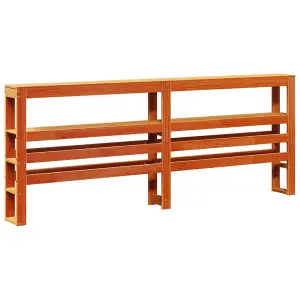 Berkfield Bed Frame with Headboard Wax Brown 180x200 cm Super King Solid Wood Pine