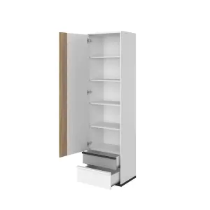 Elegant Imola Hinged Door Wardrobe with Shelves and Drawers in White Matt - Spacious and Modern (H)1980mm (W)550mm (D)400mm