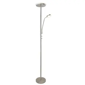 Luminosa Teo Dimmable LED Floor Lamp 18.5W and Reading Light 4.5W Nickel