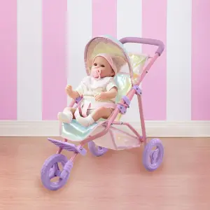 Olivia's Little World Doll Jogging-Style Pram, Pink/Grey