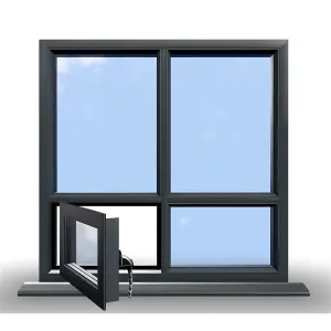 995mm(W) x 945mm(H) Aluminium Flush Casement Window - 1 Botttom Opening Window (Left) - Anthracite Internal & External