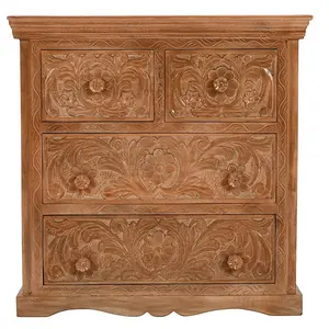 Artwork Chest of Drawers - Solid Mango Wood - L40 x W90 x H90 cm