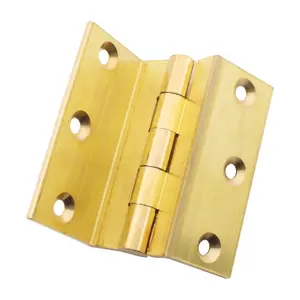 AFIT Self Colour Rebated Cranked Stormproof Hinges 2.5" Drawn Brass 63mm - Pair