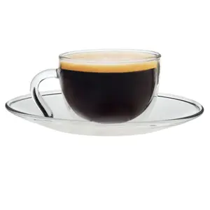 Argon Tableware - Glass Espresso Cup & Saucer Set - 60ml - Clear