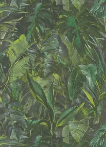 Erismann Tropical Palm Leaf Leaves Jungle Wallpaper Vinyl Botanical Greenery Green 10081-07