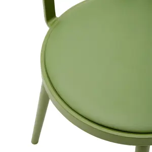 4 Pcs Green PP Dining Chairs PU Leather Padded with Armrest