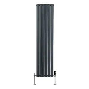 Oval Column Radiator & Valves - 1600mm x 360mm - Anthracite Grey