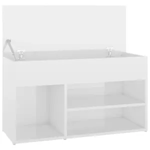 Berkfield Shoe Bench High Gloss White 80x30x45 cm Engineered Wood