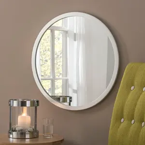 Tabatha Wood Flat Wall Mirror Bright Silver / 110cm H x 110cm W