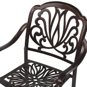 Set of 4 Garden Chairs with Cushions ANCONA Metal Dark Brown