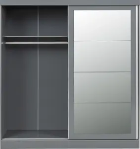 Nevada 2 Door Sliding Wardrobe with Mirror in Grey Gloss Finish