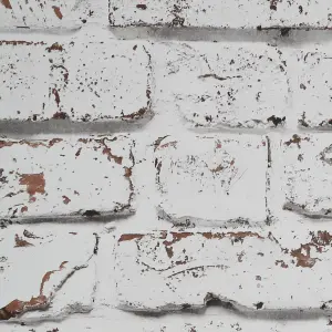 GoodHome Vulpin White Brick Smooth Wallpaper Sample