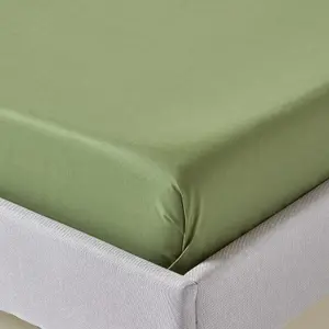 Homescapes Moss Green Organic Cotton Flat Sheet 400 Thread Count, King